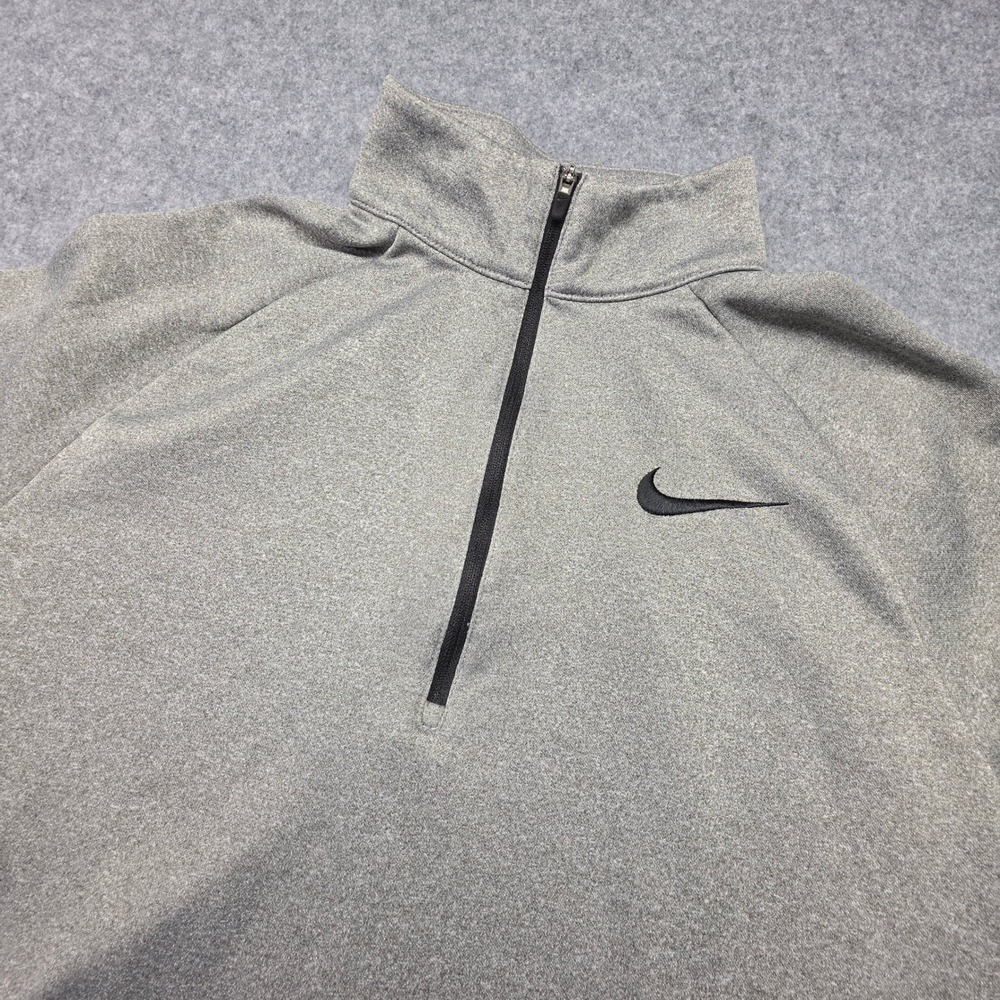 Nike Mens Therma-FIT Quarter Zip Pullover Heather Gray Training Top Size XL